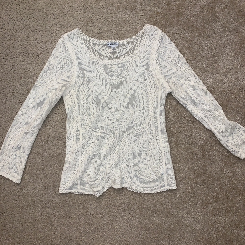 Express White Lace Top